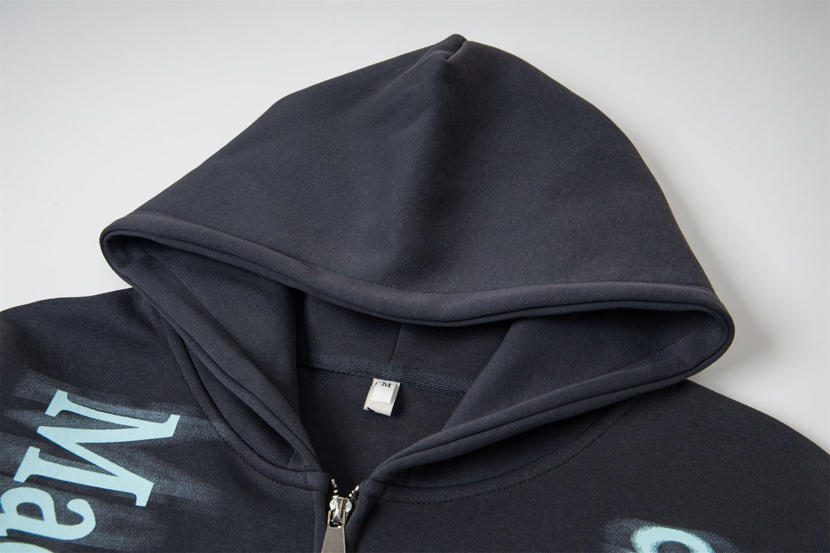 Madxmarx Gradient Letter Zip Hoodie