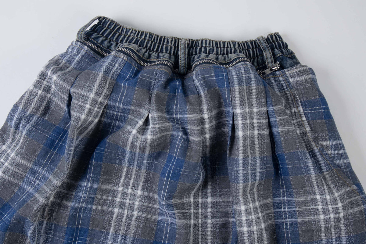 Madxmarx Layered Plaid Baggy Jeans