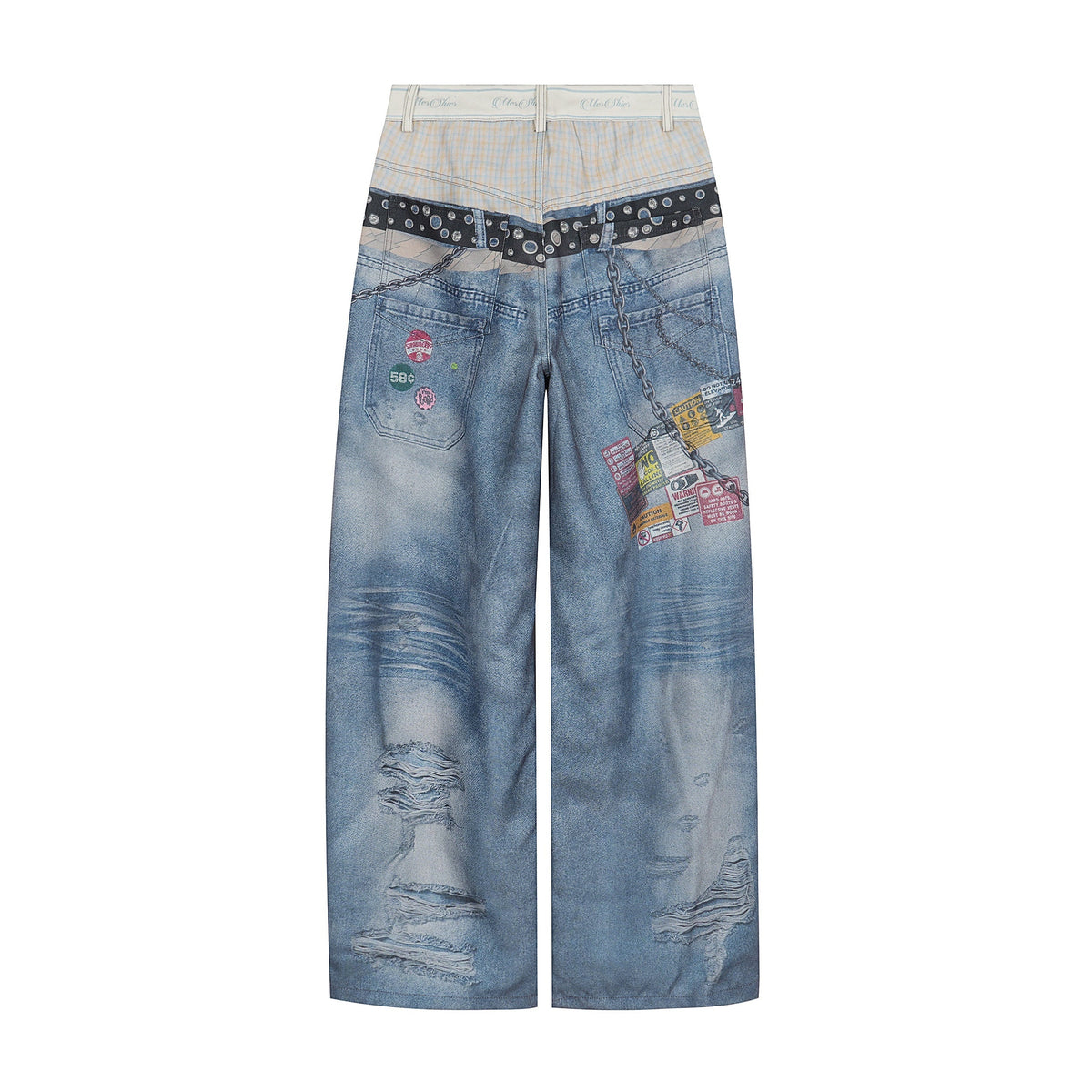 Pantalon en jean trompe-l'œil multicouche Madxmarx