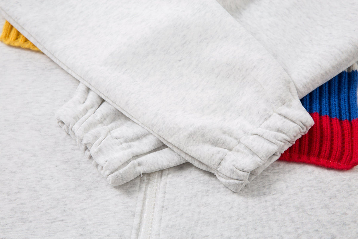 Madxmarx Color-Block Scarf Hooded Zip Jacket