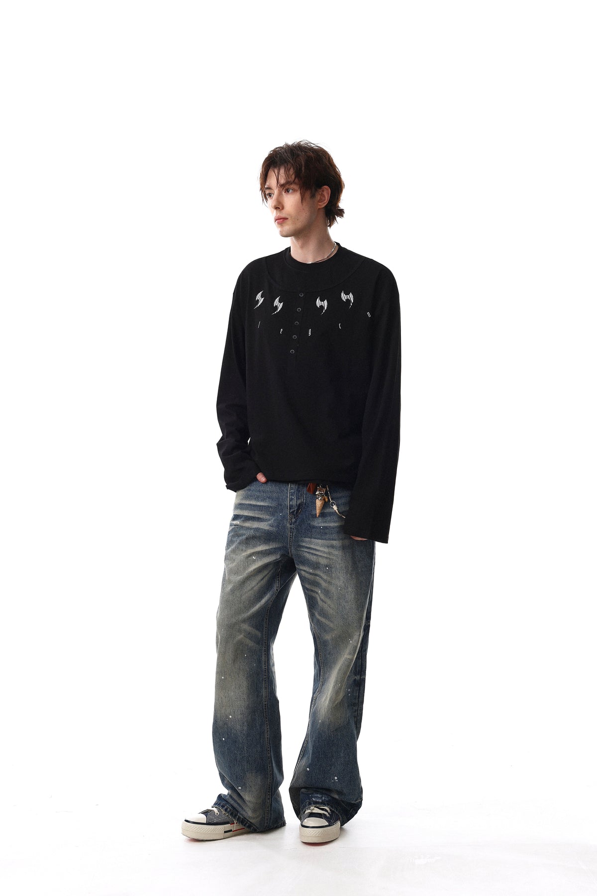 Madxmarx Graphic Henley Long Sleeve Tee