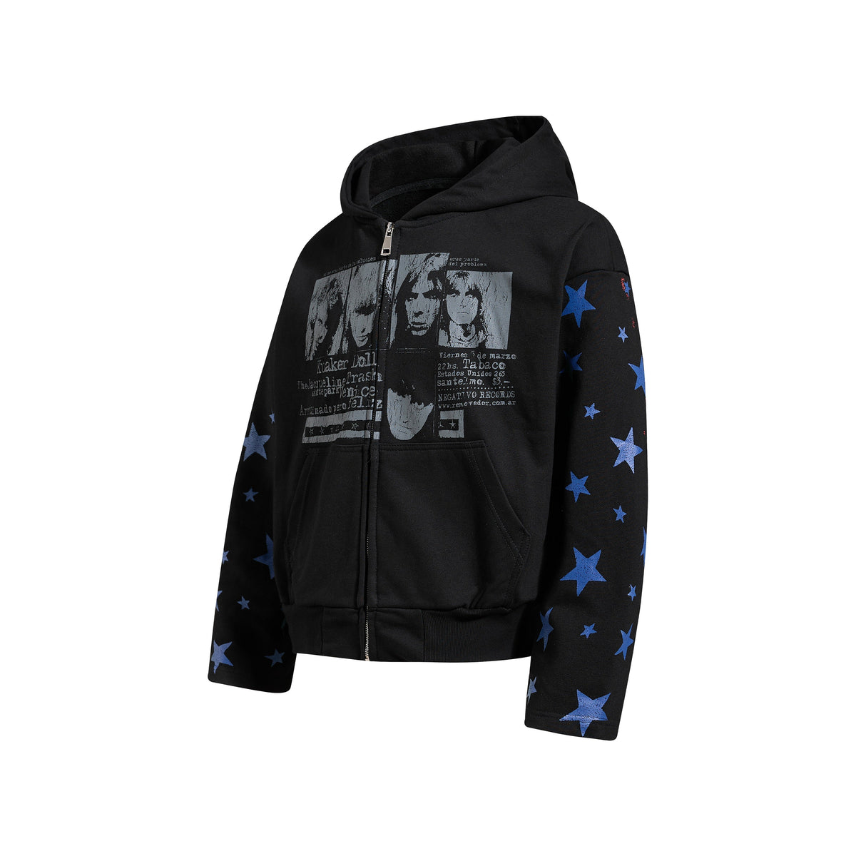 Madxmarx Star Sleeve Graphic Zip-Up Hoodie