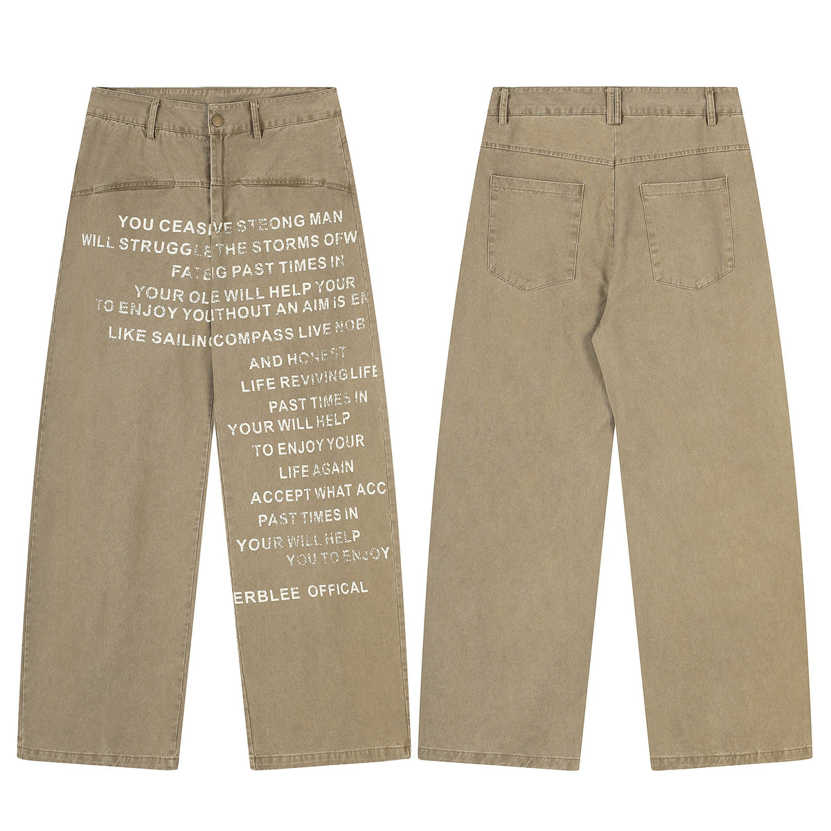 Pantalon large vintage à imprimé texte Madxmarx