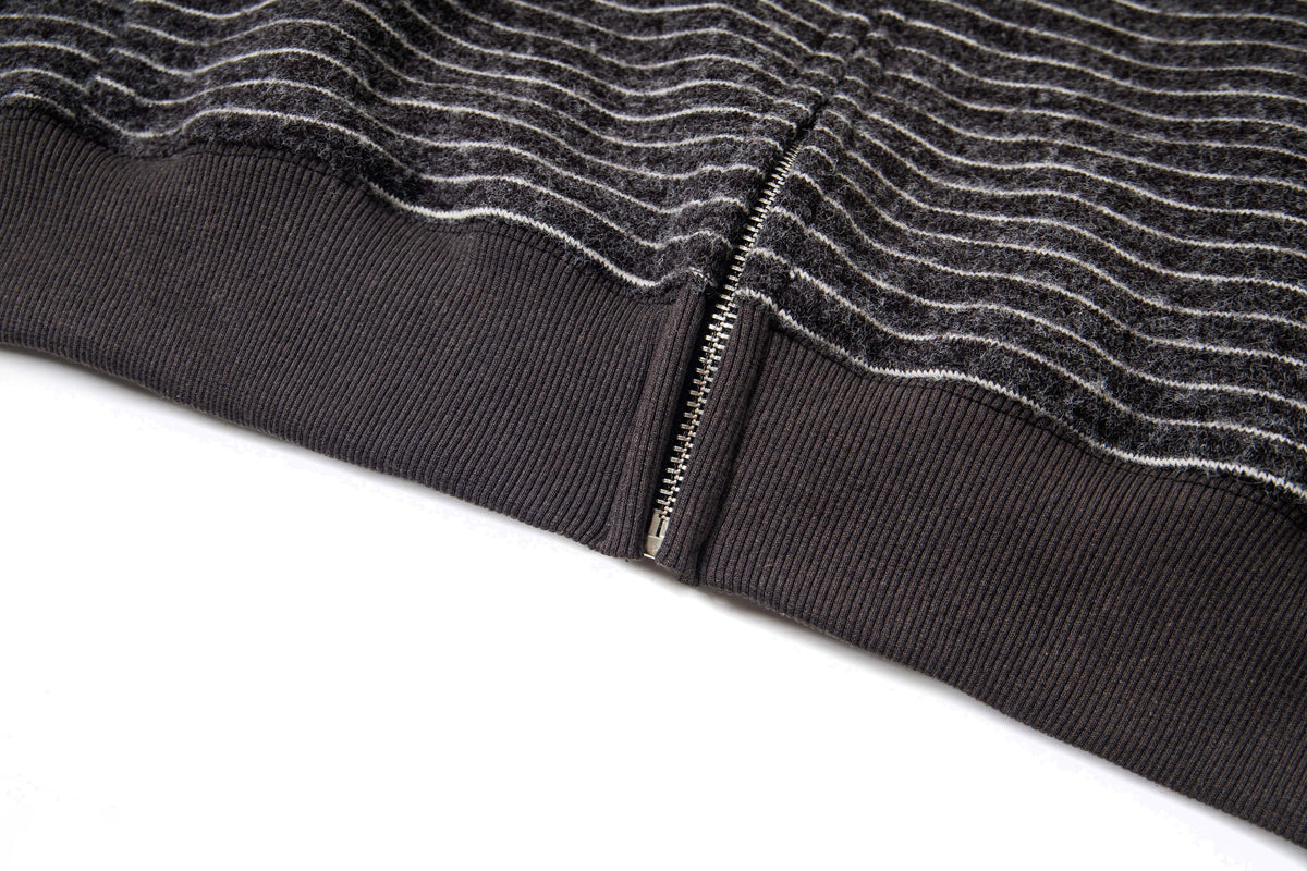 Madxmarx Striped Knit Zip Hoodie