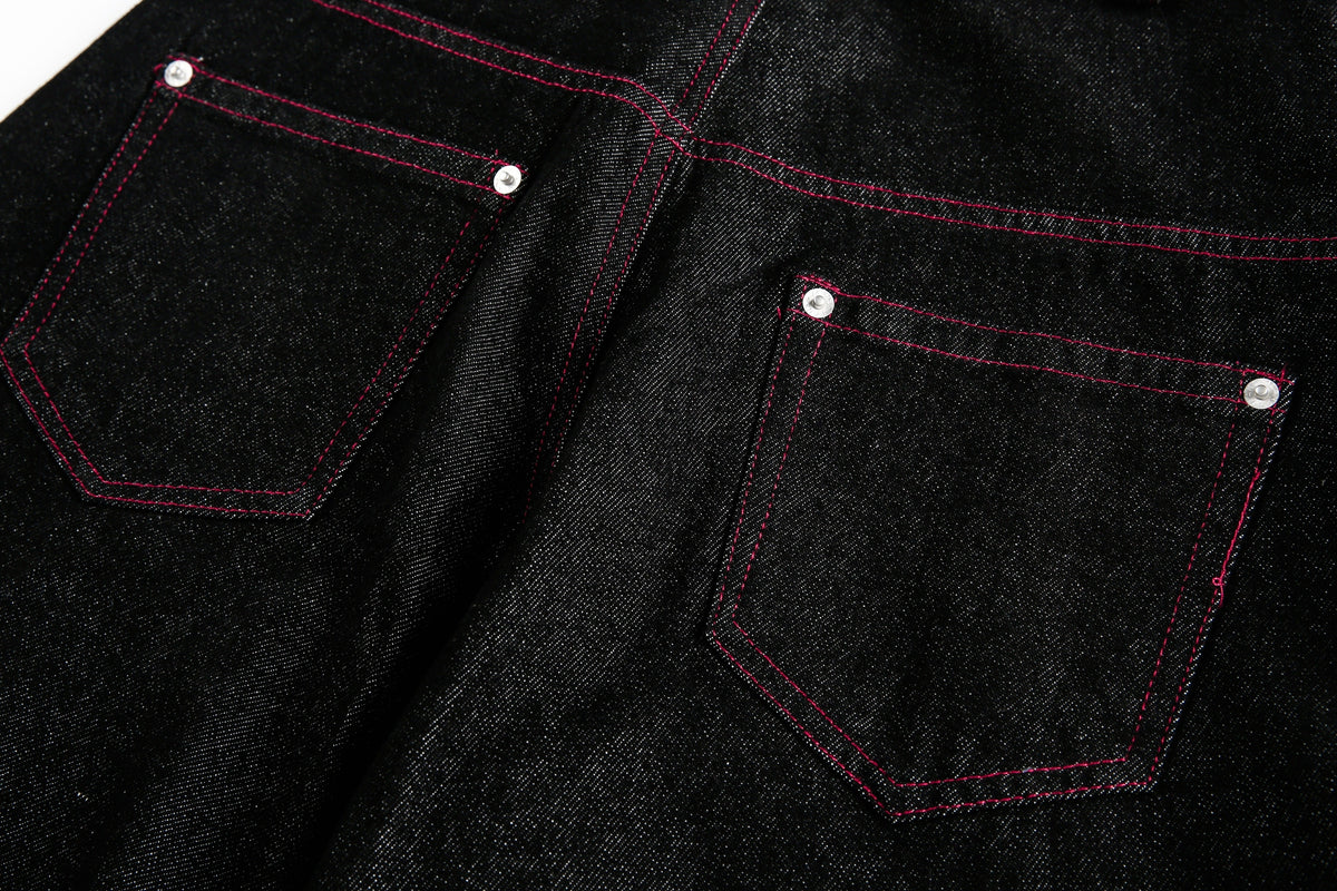 Madxmarx Red Stitch Barrel Denim Pants