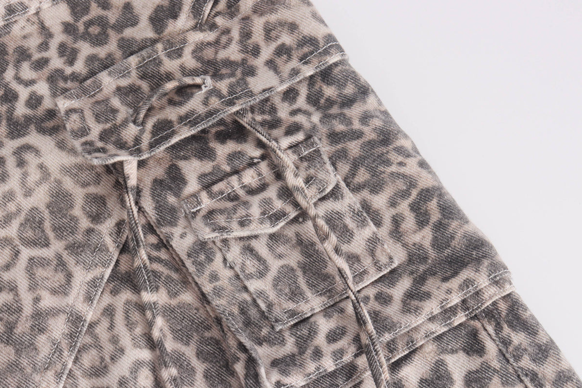 Madxmarx Leopard Cargo Baggy Jeans