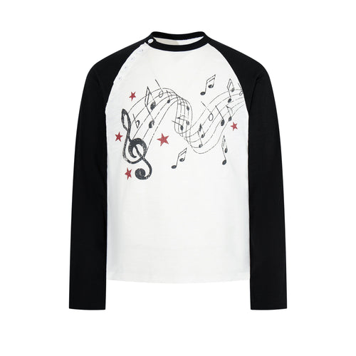 Madxmarx Music Notes Raglan Long Sleeve - M / Black