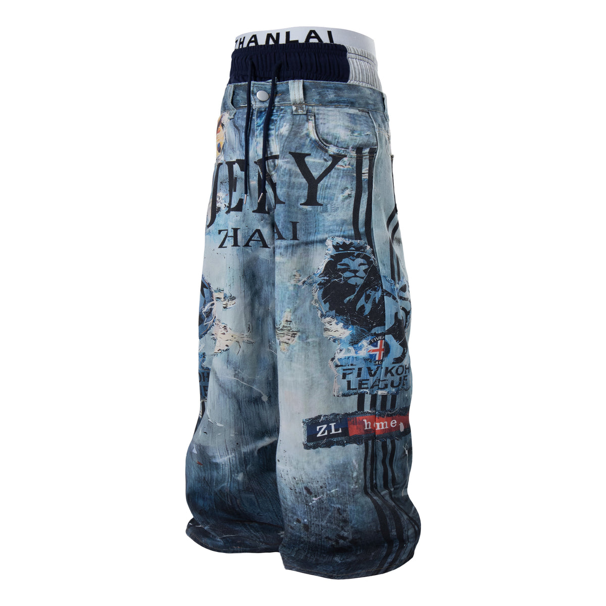 Calça Jeans com Estampa Madxmarx de Cintura Sobreposta