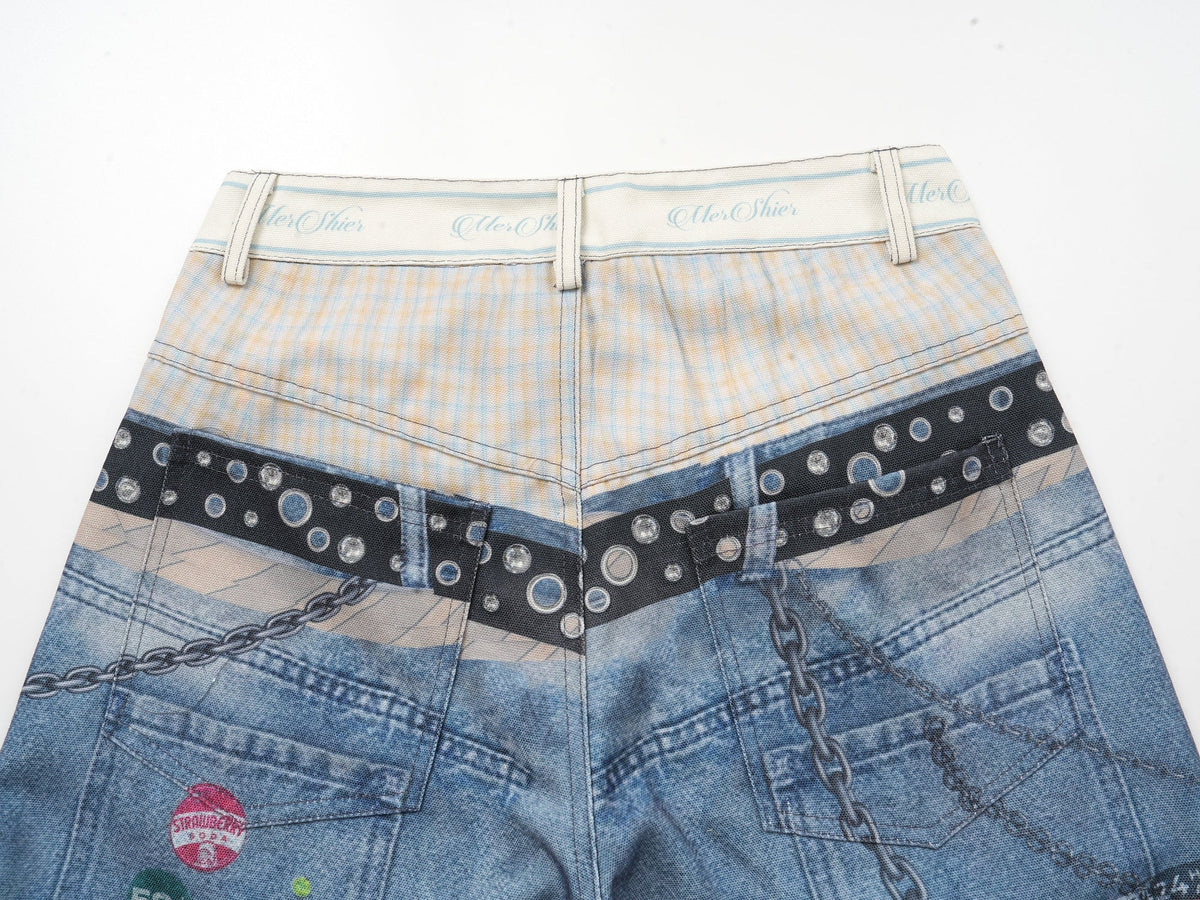 Pantalon en jean trompe-l'œil multicouche Madxmarx