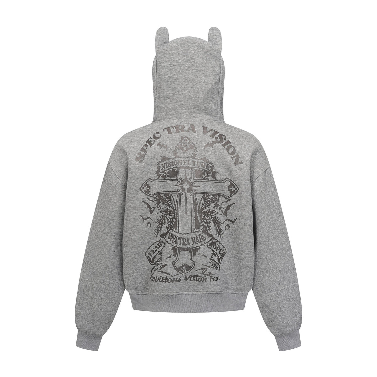 Madxmarx Devil-Horn Graphic Zip Hoodie