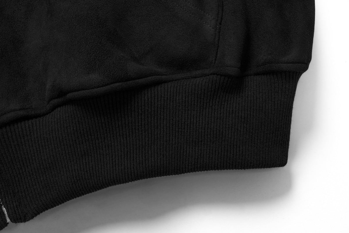 Madxmarx Gothic Embroidered Suede Zip Hoodie