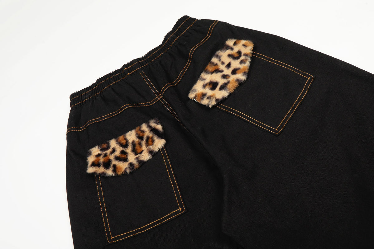 Pantalon large à patch léopard Madxmarx