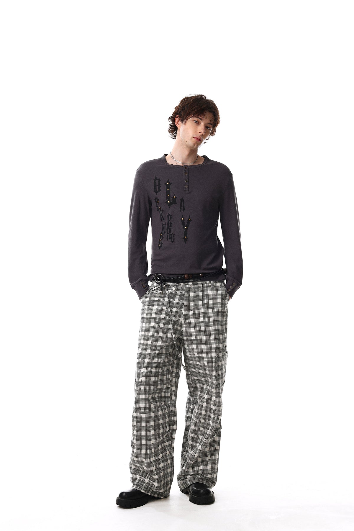 Madxmarx Graphic Long Sleeve Henley Tee