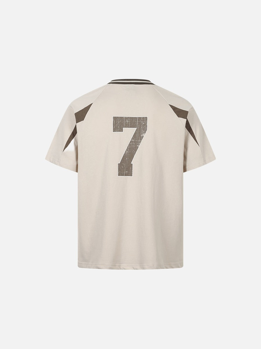 Contrasting Panel Short-Sleeve T-Shirt
