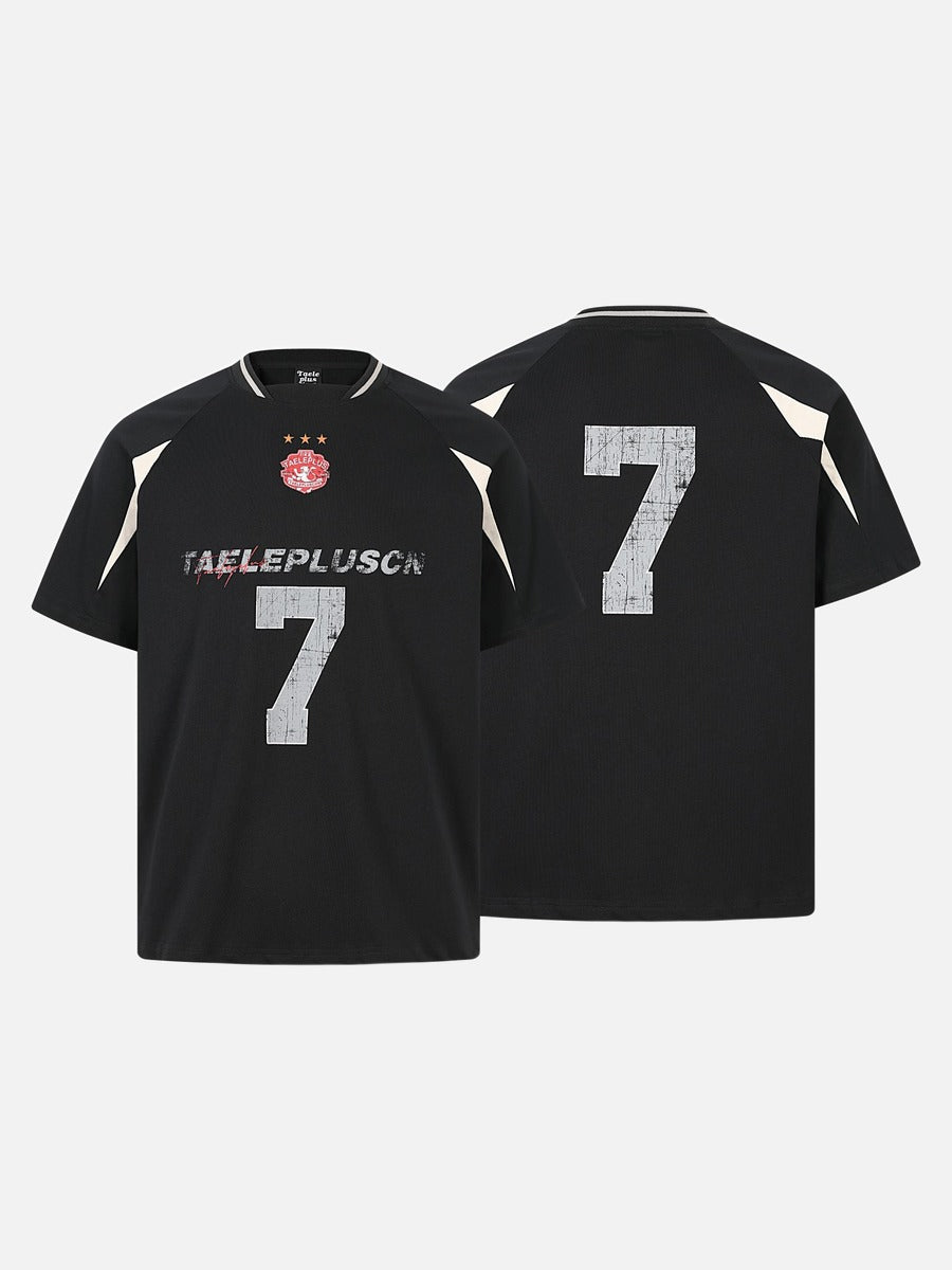 Contrasting Panel Short-Sleeve T-Shirt