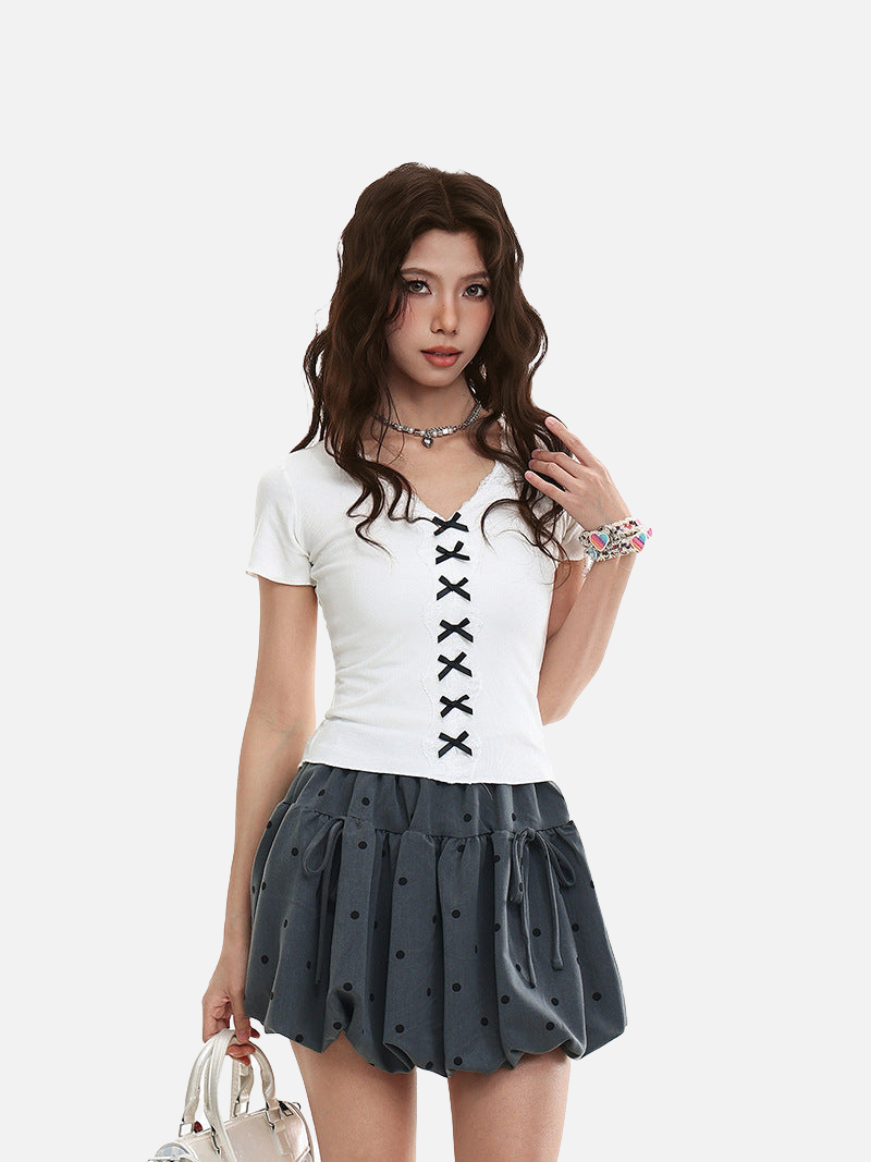 Lace-Detail V-Neck Top