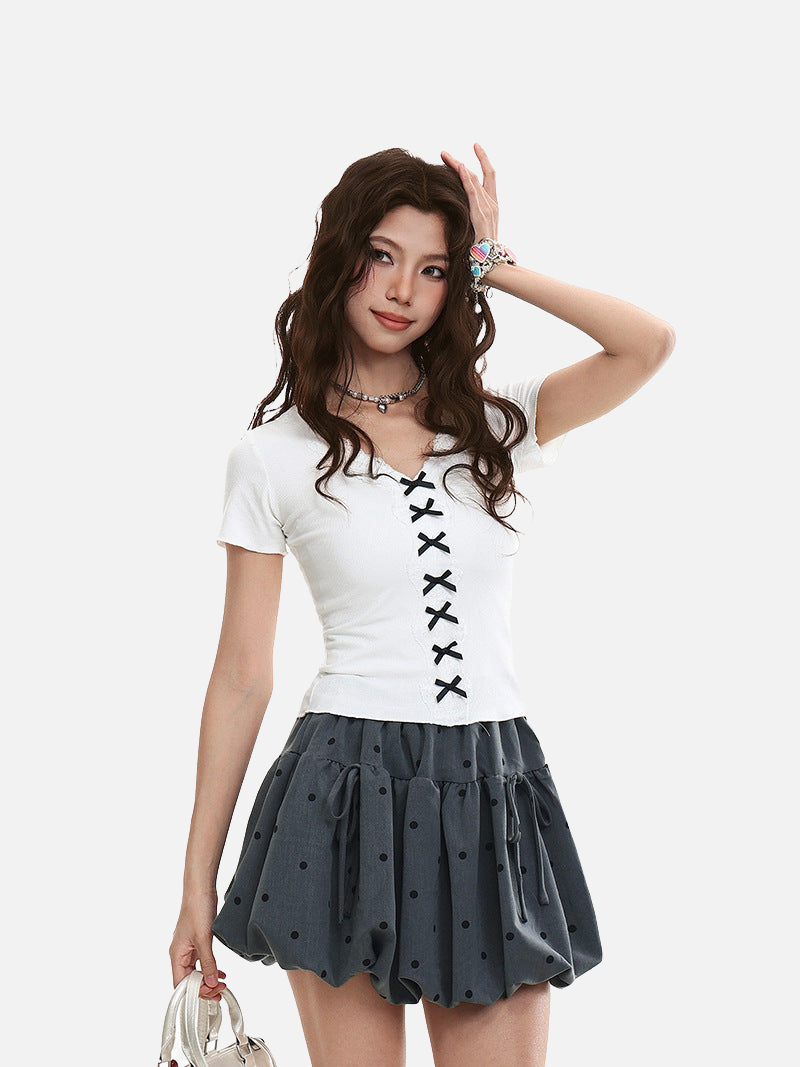 Lace-Detail V-Neck Top
