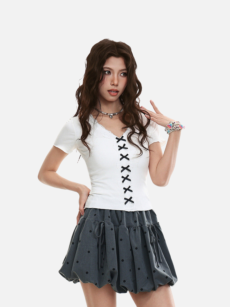 Lace-Detail V-Neck Top