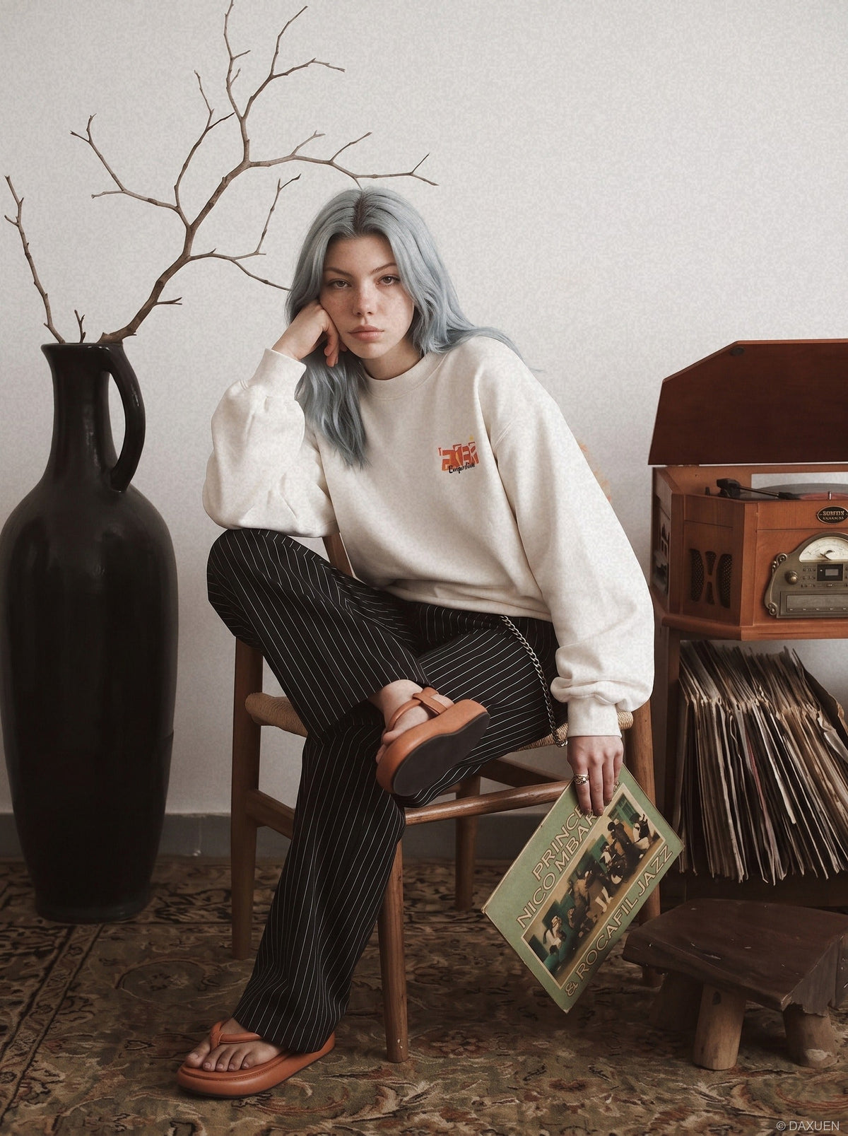 Abstract Graphic Oversized Crewneck Sweatshirt