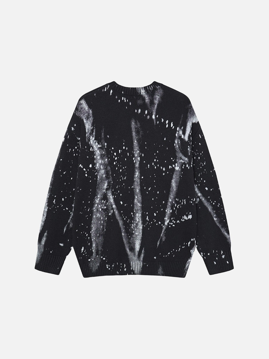 Abstract Print Oversized Knit Sweater