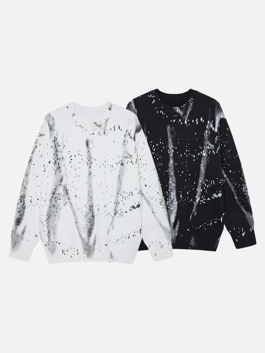 Abstract Print Oversized Knit Sweater