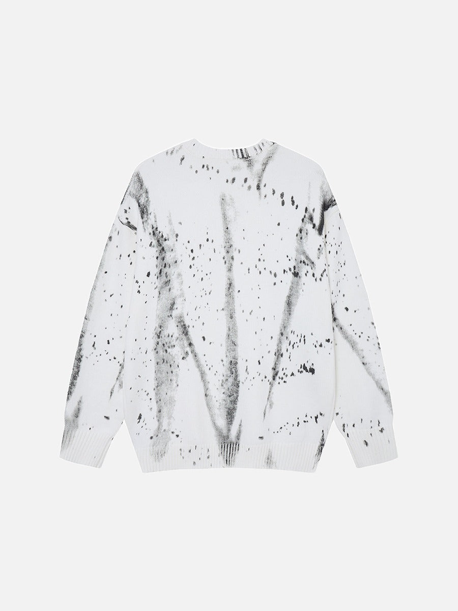 Abstract Print Oversized Knit Sweater