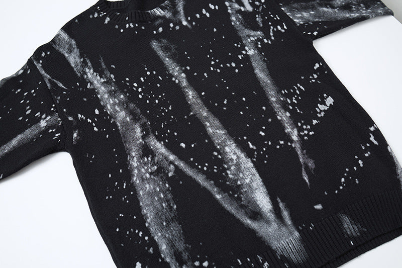 Abstract Print Oversized Knit Sweater