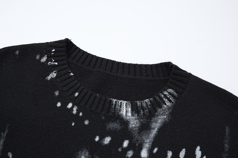 Abstract Print Oversized Knit Sweater