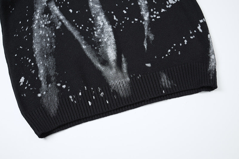 Abstract Print Oversized Knit Sweater