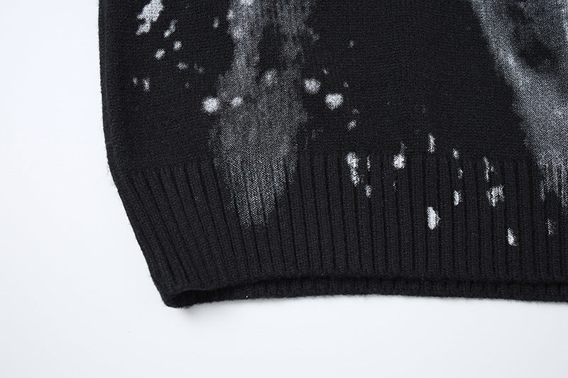 Abstract Print Oversized Knit Sweater