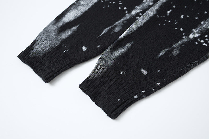 Abstract Print Oversized Knit Sweater