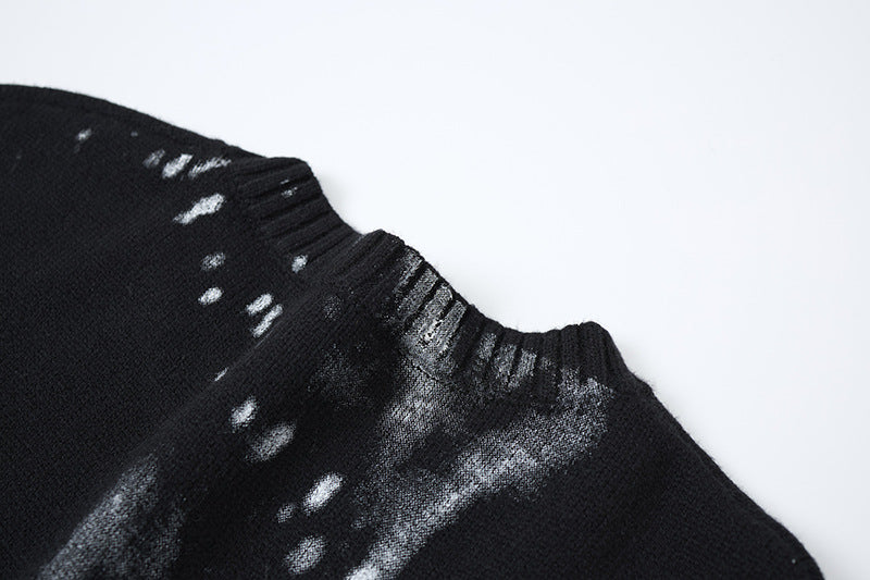 Abstract Print Oversized Knit Sweater