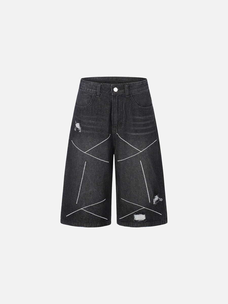 Away Day Stitch-Detail Denim Shorts
