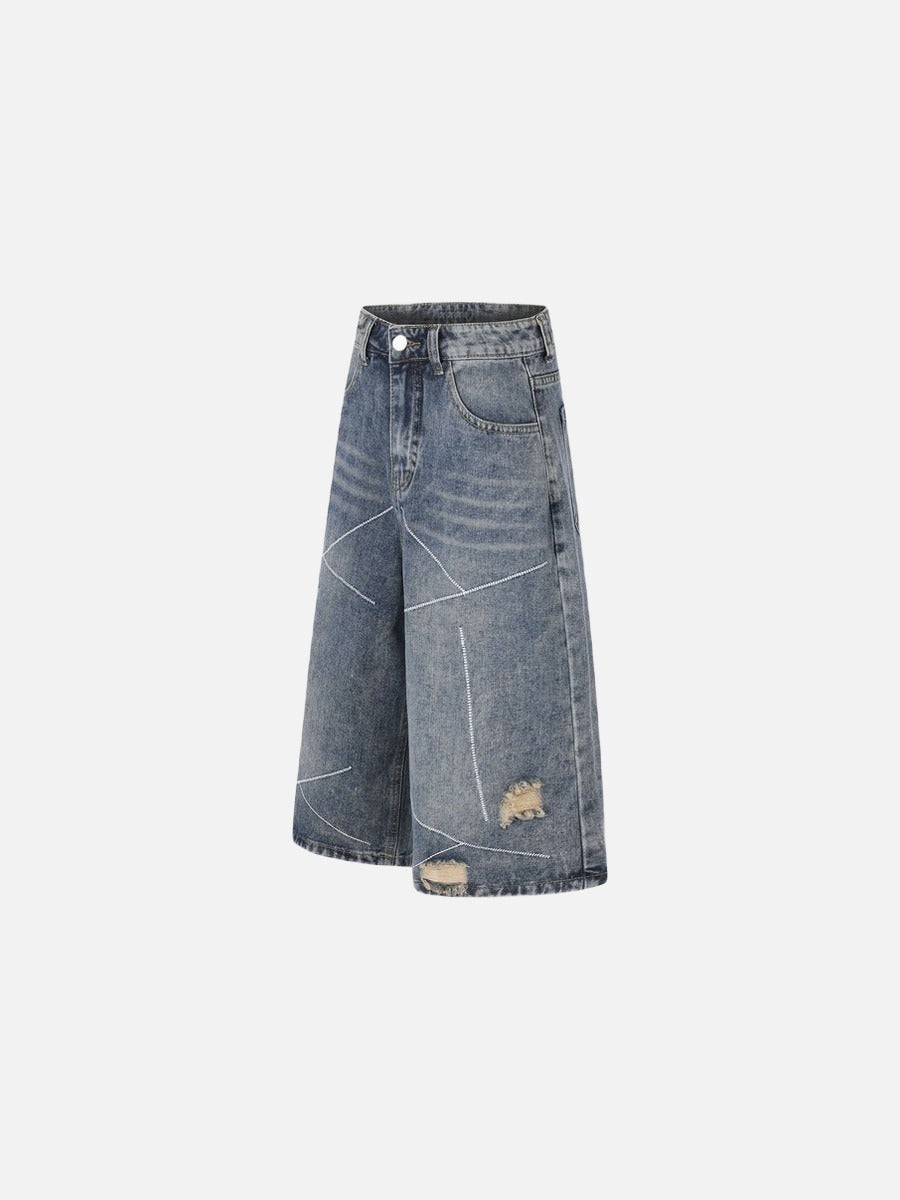 Away Day Stitch-Detail Denim Shorts