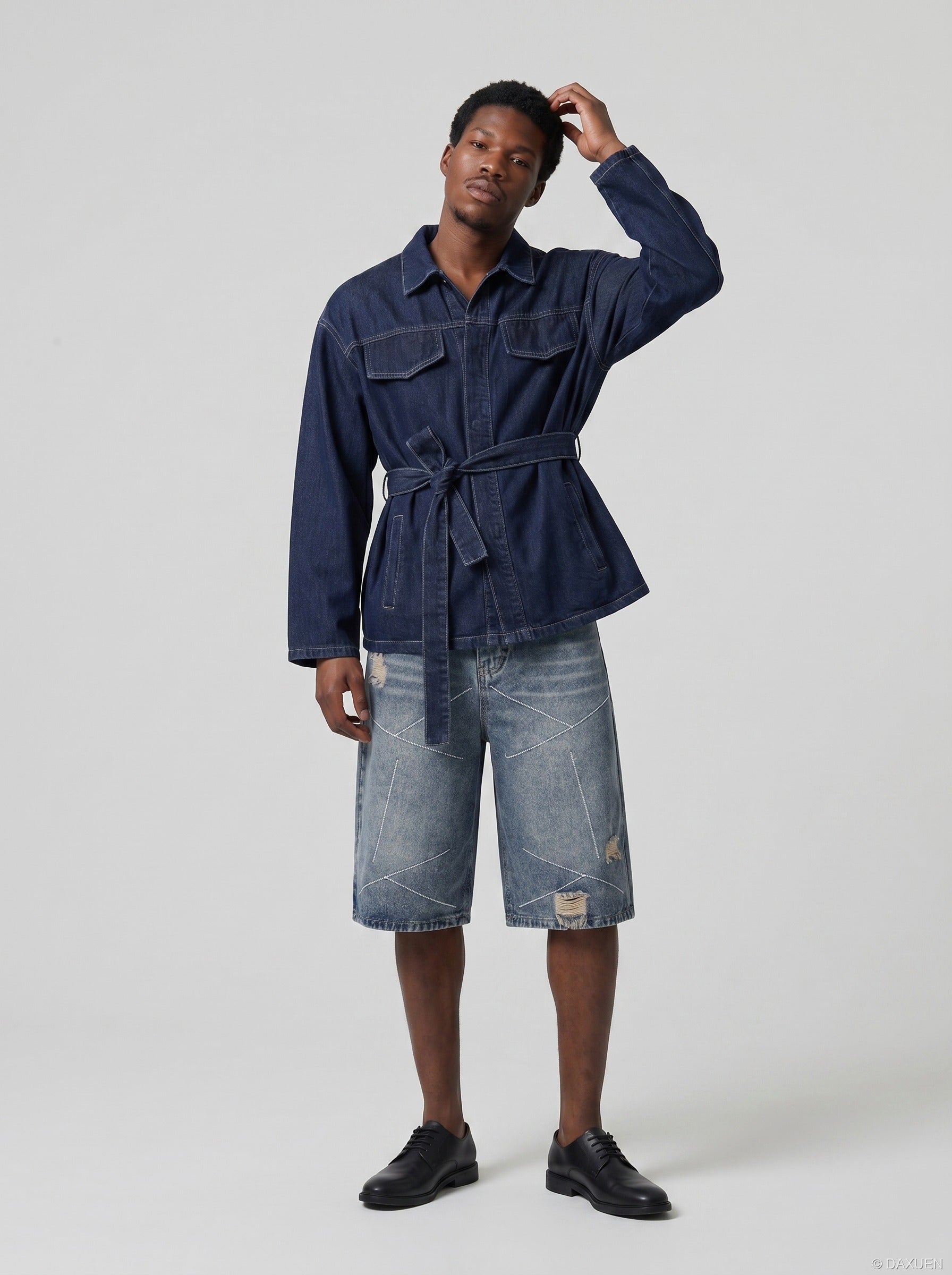 Away Day Stitch-Detail Denim Shorts