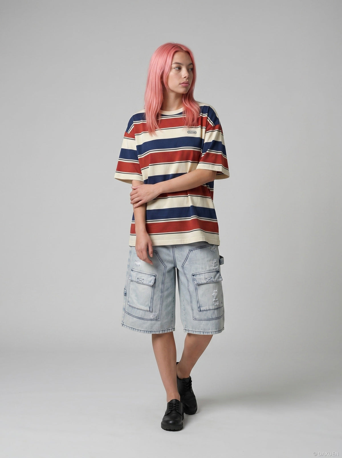 Acid-Washed Wide-Leg Cargo Shorts