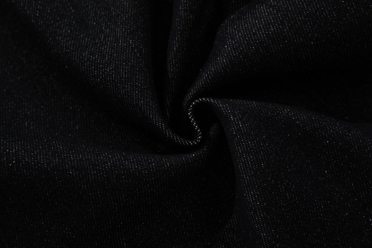 DAXUEN black angular crocodile-panel trousers