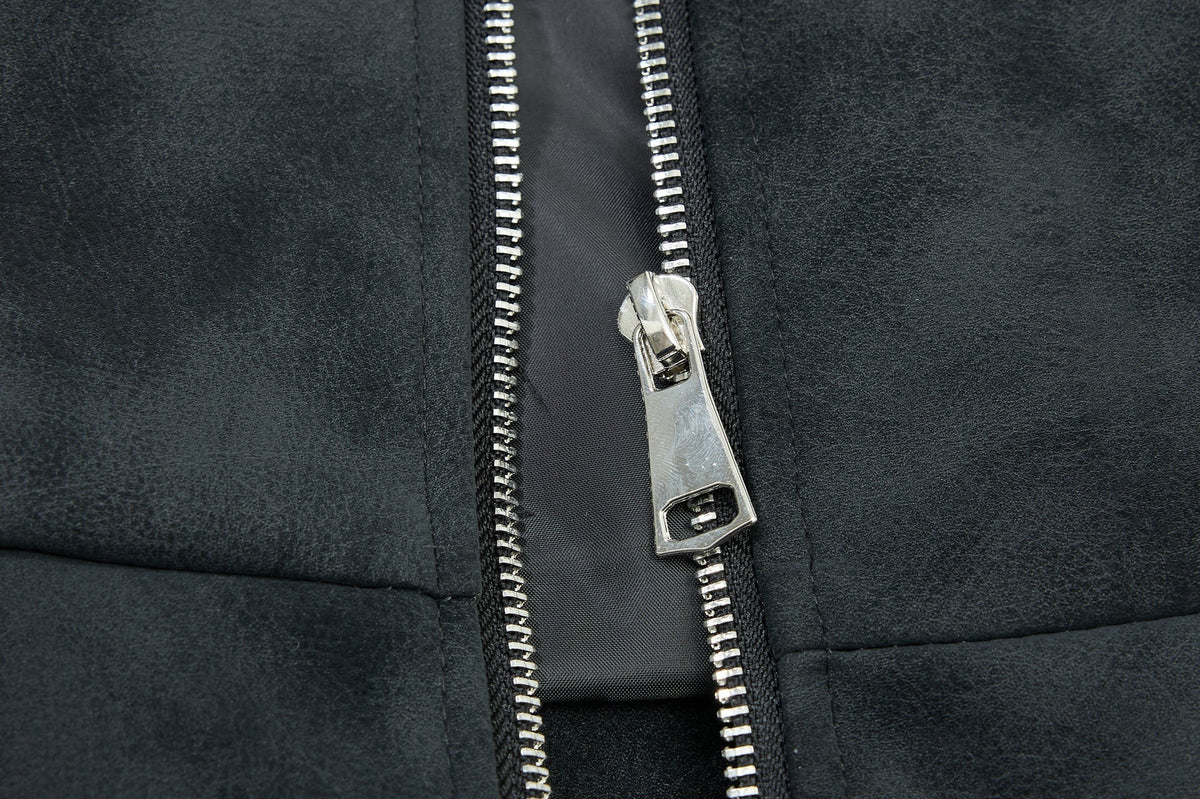DAXUEN light grey angular panel suede bomber jacket