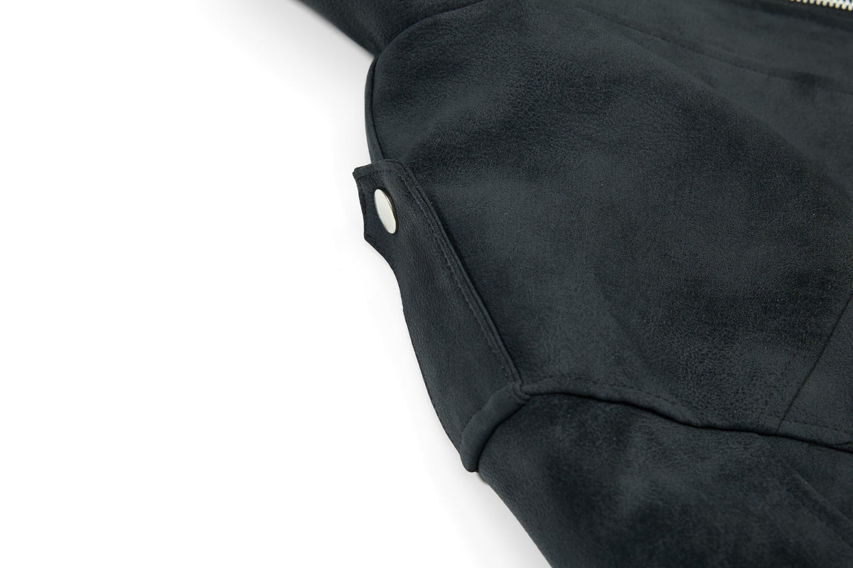 DAXUEN light grey angular panel suede bomber jacket
