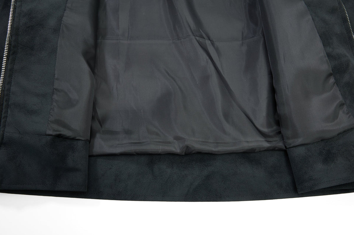 DAXUEN light grey angular panel suede bomber jacket