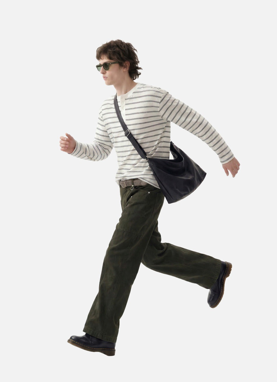Relaxed Striped Henley Shirt