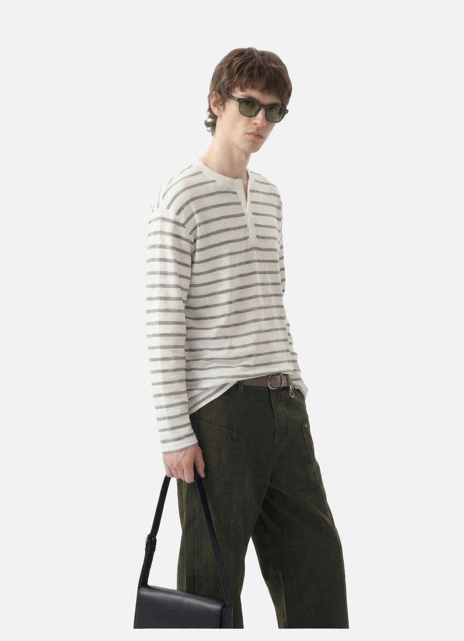 Relaxed Striped Henley Shirt