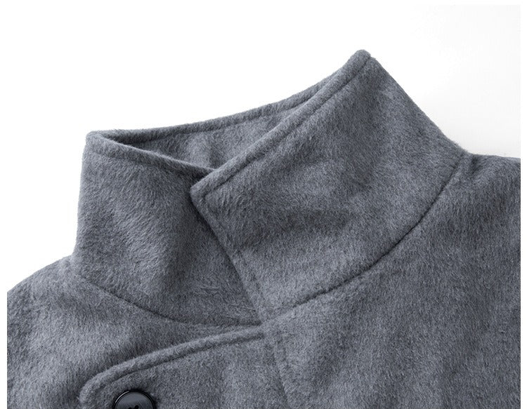 Asymmetric Buttoned Dark Grey Wool Jacket