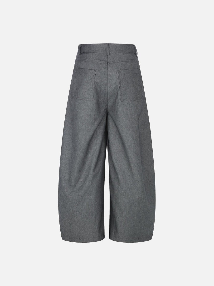 Asymmetrical Button-Detail Wide-Leg Trousers