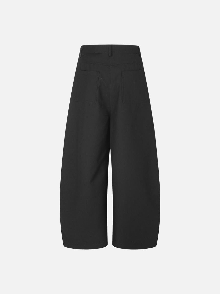 Asymmetrical Button-Detail Wide-Leg Trousers