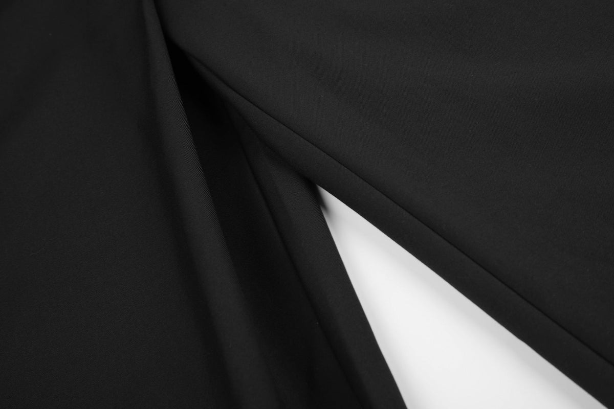 Asymmetrical Button-Detail Wide-Leg Trousers