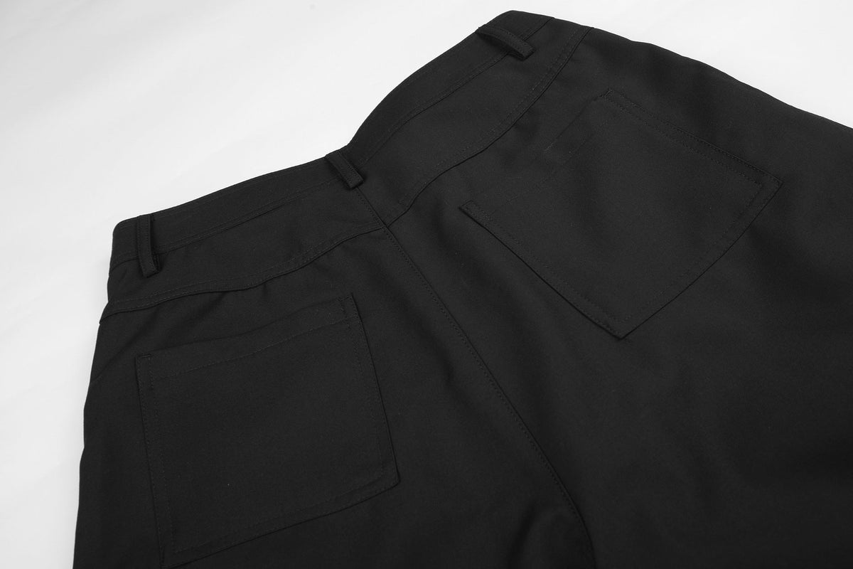 Asymmetrical Button-Detail Wide-Leg Trousers