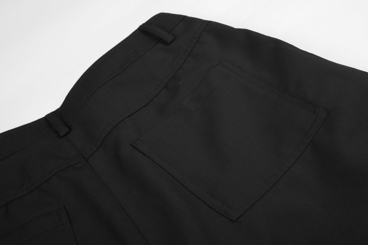 Asymmetrical Button-Detail Wide-Leg Trousers