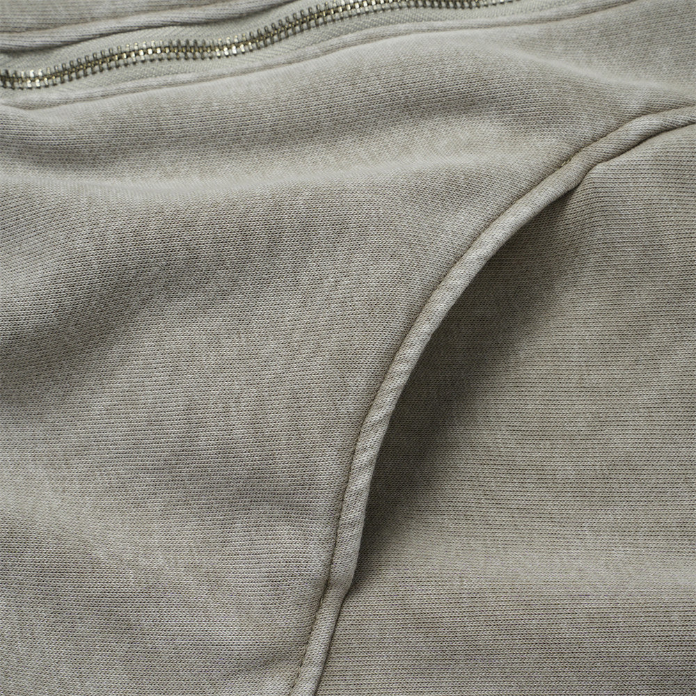 DAXUEN grey asymmetrical zipper distressed hooded sweatshirt