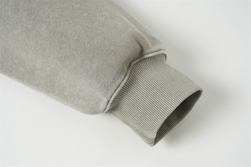 DAXUEN grey asymmetrical zipper distressed hooded sweatshirt
